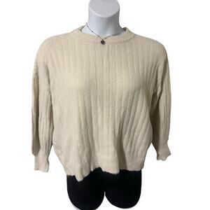 Aerie Cream Oversized Ribbed Knit Pullover Sweater XXS – Soft & Cozy Style
